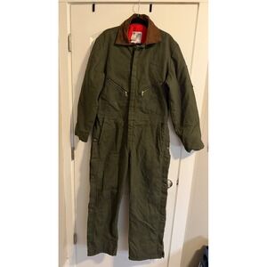 R&R Uniforms Horace Small Insulated Coveralls Olive Green Corduroy Collar 42 Reg